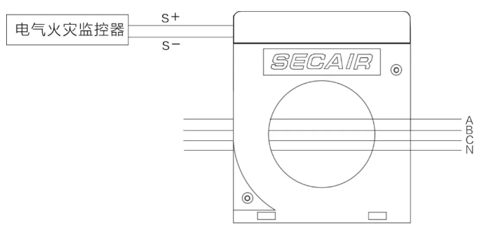 J-SCM41(160)剩余電流式<a href=http://m.uv114.com/dianqihuozai/ target=_blank class=infotextkey>電氣火災監(jiān)控</a>探測器接線圖